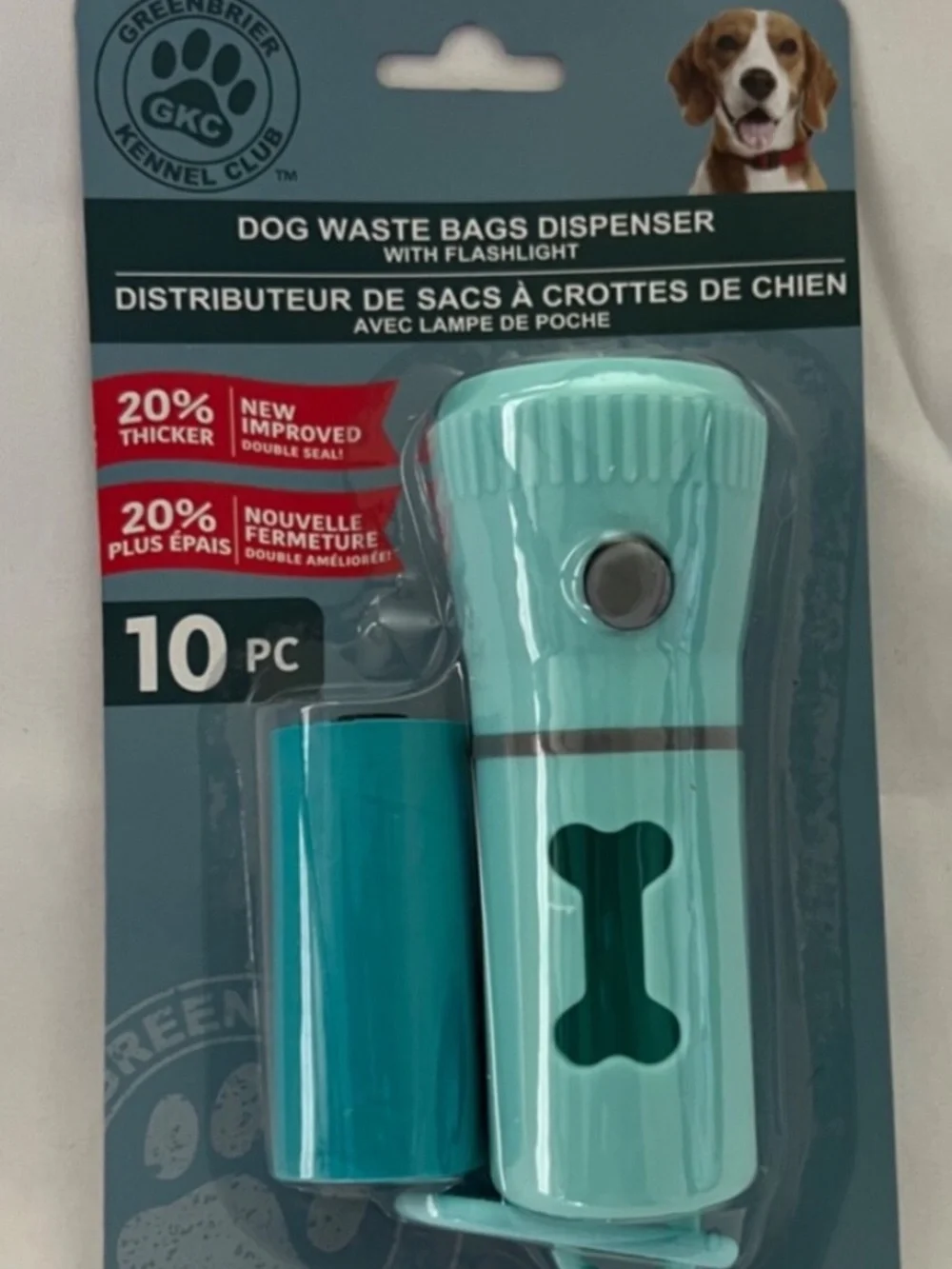 Dog Waste Bag Teal Dispenser Key Chain Holder with Flashlight and Waste Bags